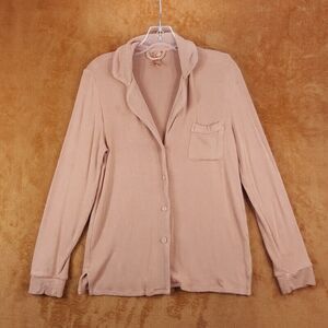 SKIMS Sleepwear Womens XS Tan Button Up Soft Lounge Pajama Top FLAWED